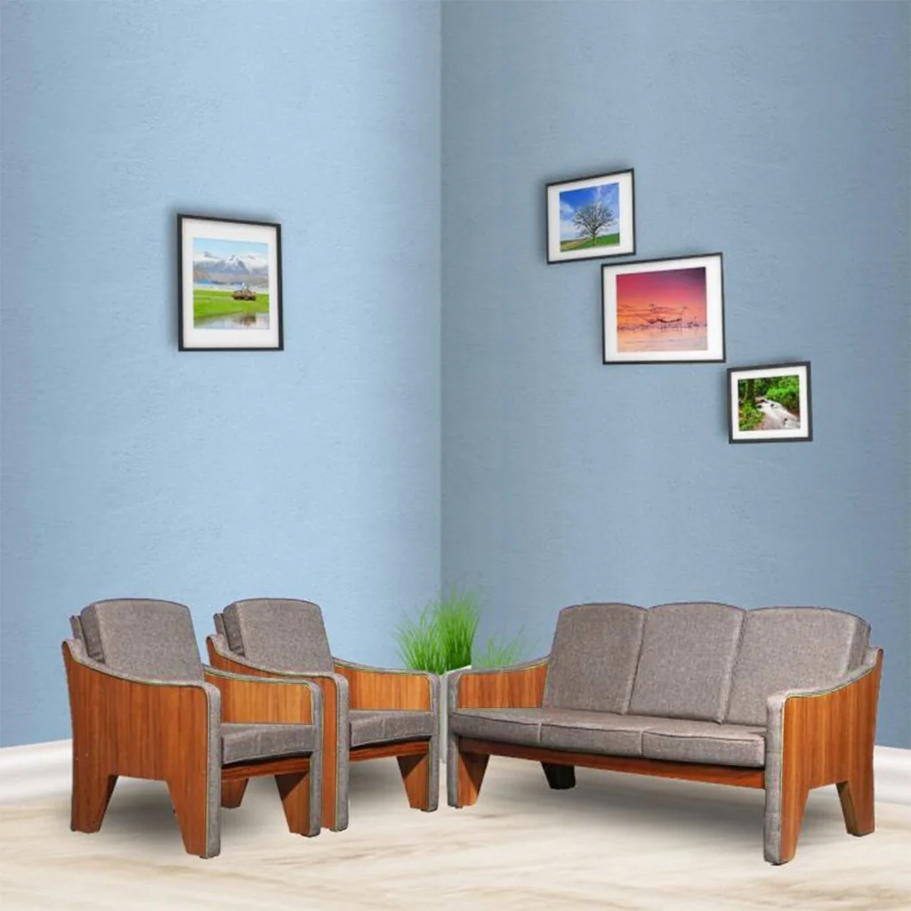 Roma Sofa Set with natural Teak veneer Finish